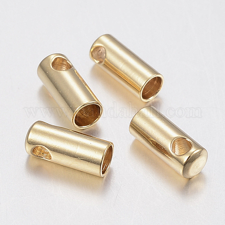 201ステンレス鋼コードエンド  ゴールドカラー  7.5x2.8mm  穴：1.5mm  内径：2mm STAS-H436-14C-1