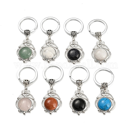 Natural & Synthetic Gemstone Pendant Keychain G-G009-02P-1