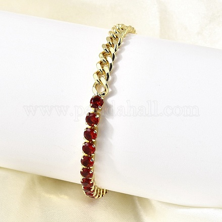 Латунные браслеты с квадратными звеньями из микрофибры с кубическим цирконием BJEW-L460-005G-05-1