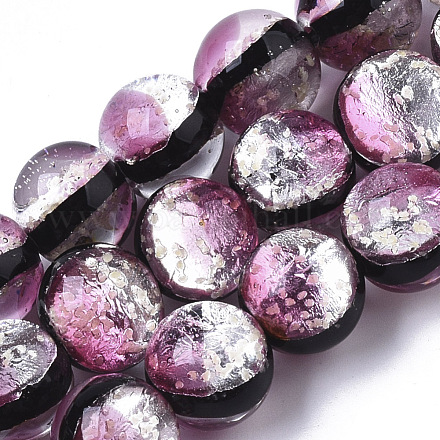 Chapelets de perles d'argent en verre de chalumeau manuelles FOIL-T003-03E-1