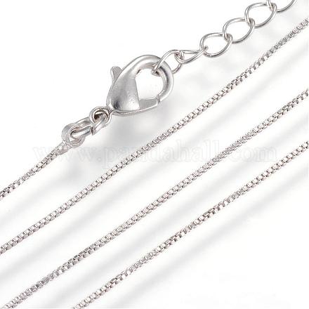 Real Platinum Plated Brass Box Chains Necklaces MAK-R014-P-1