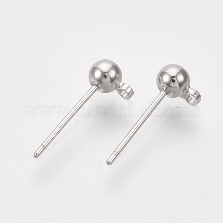 Brass Ball Stud Earring Findings KK-S348-415B-1