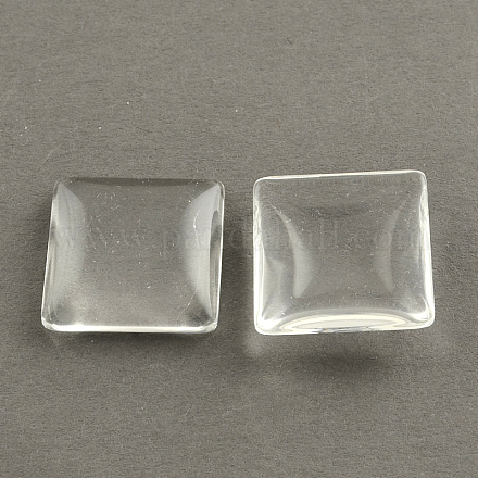 透明なガラスの正方形カボション  透明  12x12x4mm GGLA-S022-12mm-1