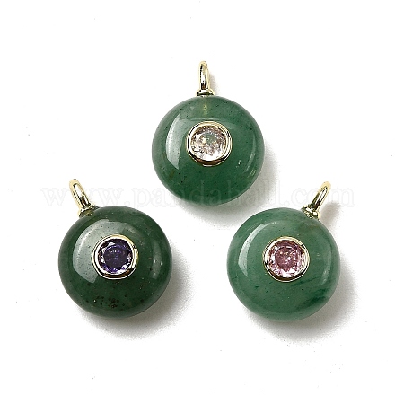 Плоские круглые подвески из натурального зеленого авантюрина G-H318-01G-A-01-1