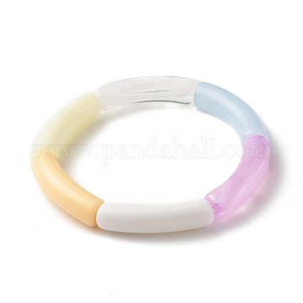 Bracciali elastici con perline in tubo acrilico BJEW-JB07765-1