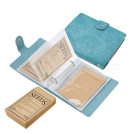 5-дюймовый чехол из искусственной кожи органайзер для хранения семян сада альбом с 2 кольцами DIY-FH0009-80A-1