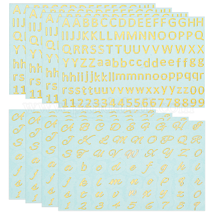 Olycraft 8 hojas mini pegatinas de números de alfabeto de metal pegatinas de letras de metal autoadhesivas pegatinas de letras doradas con brillo pequeño para resina epoxi manualidades álbumes de recortes etiquetas de botellas signos decoración STIC-OC0001-02-1