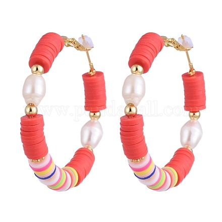 Баскетбольные серьги-кольца в стиле жен из латуни хейши из бисера EJEW-JE04086-03-1