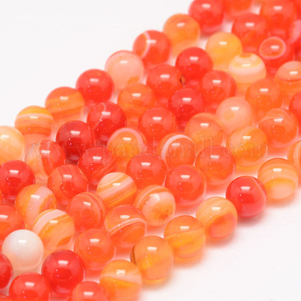 Chapelets de perles en agate rayée naturelle/agate à bandes G-K155-A-4mm-05-1