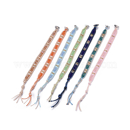 Bracelets de perles tressées de verre BJEW-N303-27-1