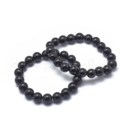 Bracelets synthétiques en perles de pierre noire synthétiques BJEW-K212-C-032-1