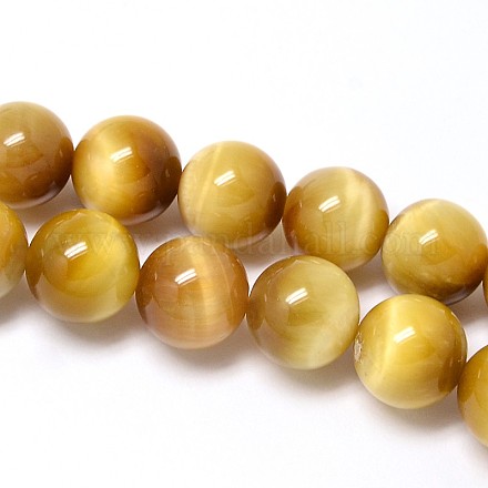 Brins de perles d'oeil de tigre d'or naturel G-C076-4mm-1AA-1