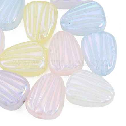 Rainbow Iridescent Plating Acrylic Beads OACR-N010-079-1