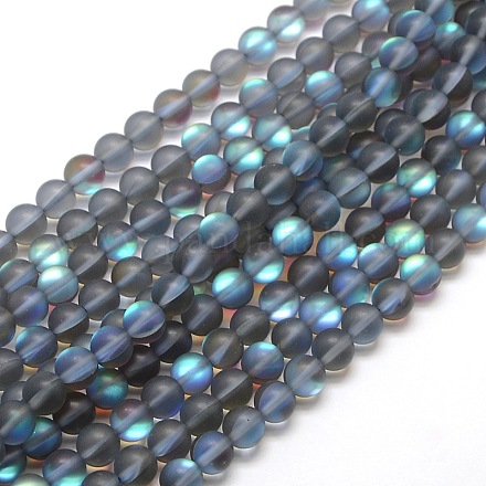 Chapelets de perles en pierre de lune synthétique X-G-F142-6mm-02-1