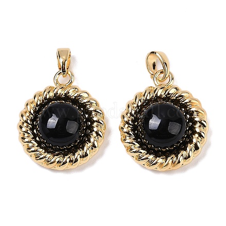 Латунные подвески со стеклом и имитацией агата KK-Q030-26G-1