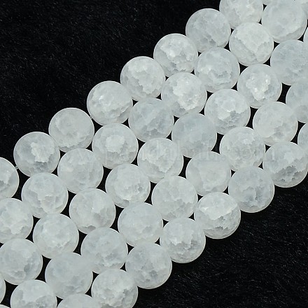 Synthétiques crépitement dépoli perles rondes de quartz brins X-G-L155-8mm-06-1