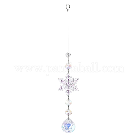 Décorations pendantes en forme de flocon de neige en verre de couleur ab AJEW-Q144-02P-02-1