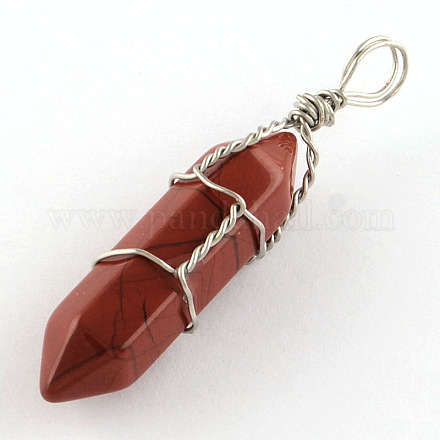 Synthetic Dyed Synthetical Red Jasper Double Terminated Pointed Pendants G-R278-58-1