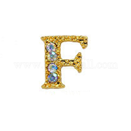 Cabochon con borchie a forma di chiodo con lettere di strass in lega d'oro MRMJ-S047-023F-1