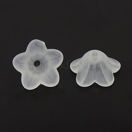 Grosso bianco trasparente acrilico perline fiore smerigliato X-PL560-1