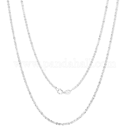 Collar de cadena de eslabones finos y delicados de plata de ley chapados en rodio para mujeres y hombres JN1096B-05-1