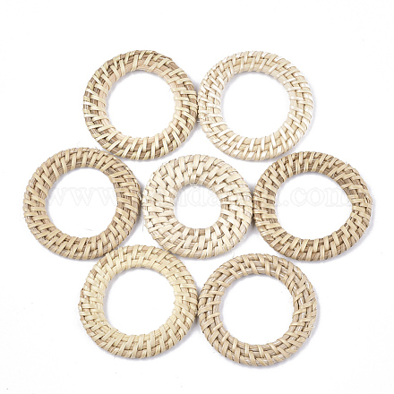 Handmade Reed Cane/Rattan Woven Linking Rings WOVE-T006-033A-1