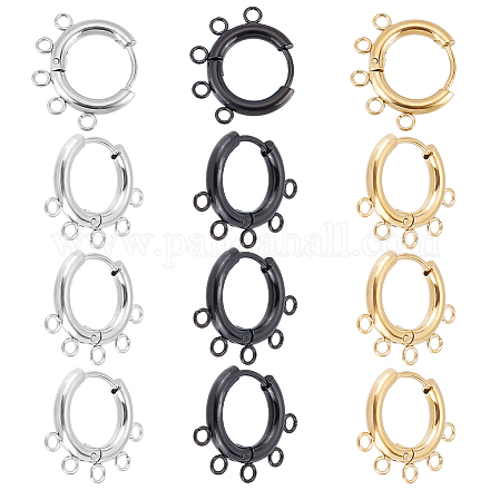 Unicraftale 6 paia 3 colori 304 risultati di orecchini a cerchio in acciaio inossidabile orecchini con anelli orizzontali perno da 0.9 mm multi-anelli risultati di orecchini a cerchio in metallo per la creazione di gioielli foro 1.8 mm STAS-UN0039-25-1