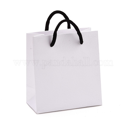 長方形の紙袋  ハンドル付き  ギフトバッグやショッピングバッグ用  ホワイト  12x11x0.6cm ABAG-E004-01B-1