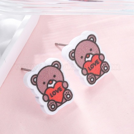 Деревянные серьги-гвоздики EJEW-M063-01G-1