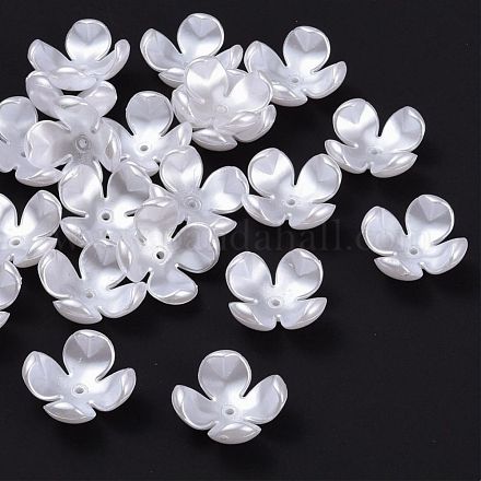 4-pétalo tapas de cuentas de perlas de imitación de plástico abs SACR-R864-Z9-1