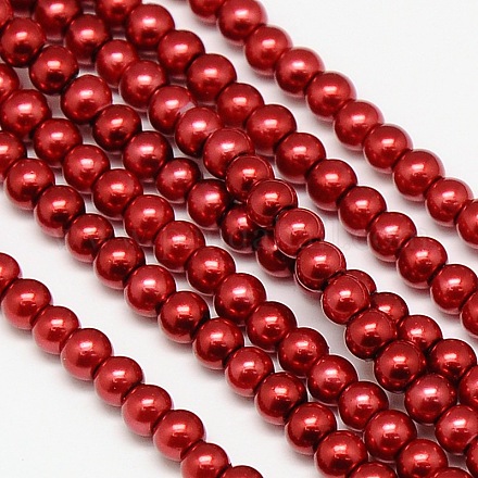 Umweltfreundliche runde Perlenstränge aus gefärbtem Glasperlen HY-A002-4mm-RB038-1