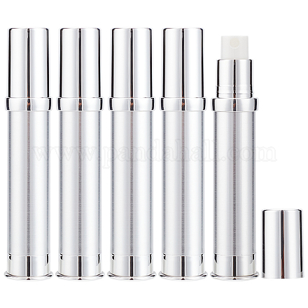 プラスチック製の空の詰め替え式エアレス ポンプ ボトル  旅行用スプレーボトル  コラム  銀  2.15x11.5cm  容量：15ml（0.51fl.oz） AJEW-WH0258-867-1