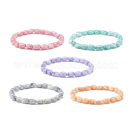 Bling imitation pierres précieuses perles de verre en forme de larme bracelet extensible pour les femmes BJEW-JB07421-1