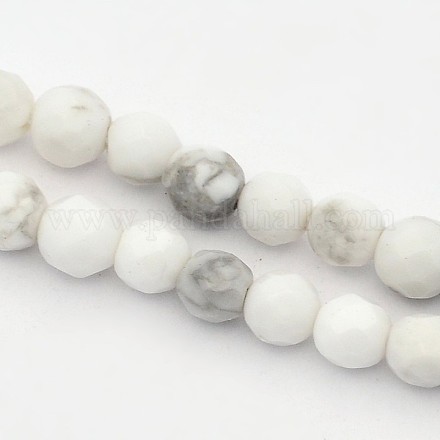 Teints à facettes synthétiques rondes perles howlite brins G-E302-055-4mm-1