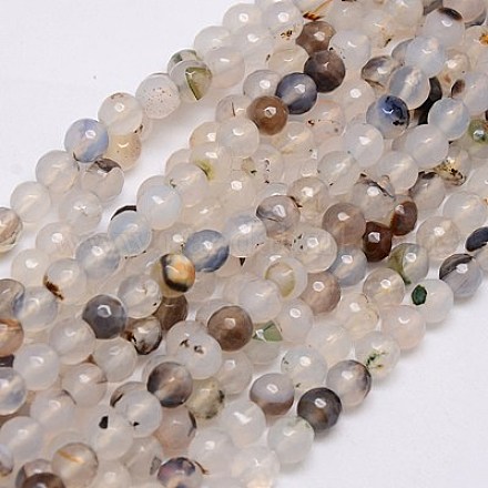 Natural White Agate Beads Strands G-G580-6mm-01-1