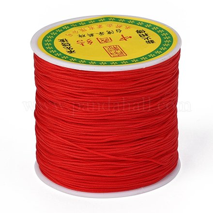 編み込みナイロン糸  ビーズジュエリー作りのための中国結びコードビーズコード  レッド  0.8mm  約100ヤード/ロール NWIR-R006-0.8mm-700-1
