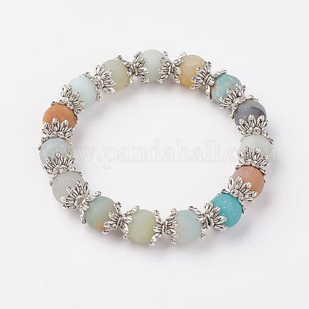 Amazonite perle stretch bracelets BJEW-JB03234-03-1