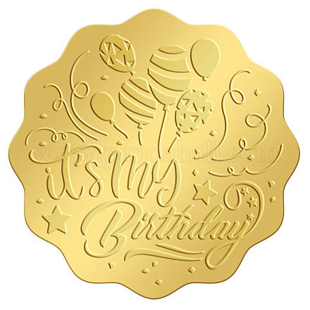 Craspire 2 pollice busta in rilievo oro sigilla adesivi è il mio compleanno 100 pezzi adesivi sigilli in lamina goffrata etichetta adesiva per inviti di nozze confezione regalo DIY-WH0211-262-1