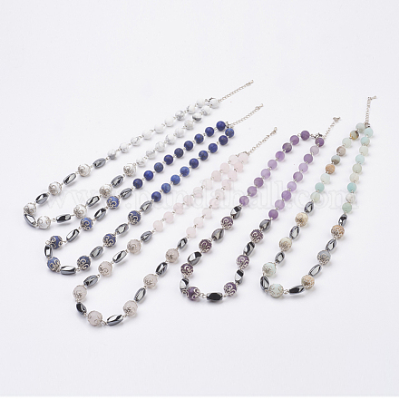 Colliers de perles en pierres gemmes naturelles NJEW-JN02093-1