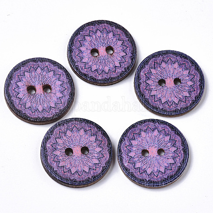 2-Hole Printed Wooden Buttons X-BUTT-ZX004-01B-15-1