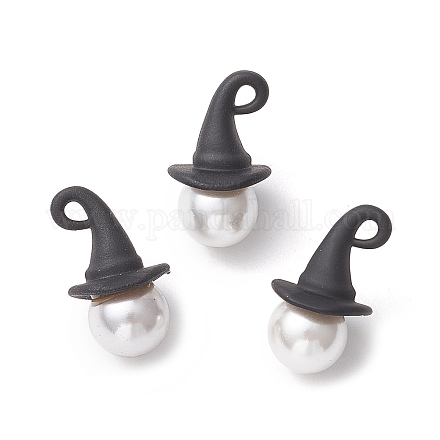 Тема Хэллоуина круглая ракушка жемчуг с подвесками в виде ведьминой шляпы из сплава PALLOY-JF04237-1