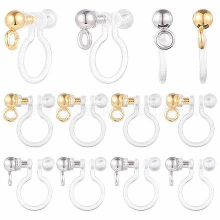 SUNNYCLUE 1 Box 40Pcs 2 Colors Clip on Earring Converter Transparent U Type Earring Cilps Stainless Steel Earring Components with Loop Painless Earrings for Non-Pierced Ears Jewelry Making DIY Crafts STAS-SC0004-29-1