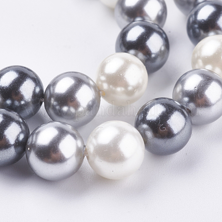 Chapelets de perles en coquille électrolytique BSHE-E018-10mm-09-1