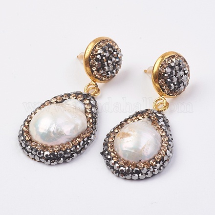 Orecchini di perle naturali X-EJEW-K068-02G-1