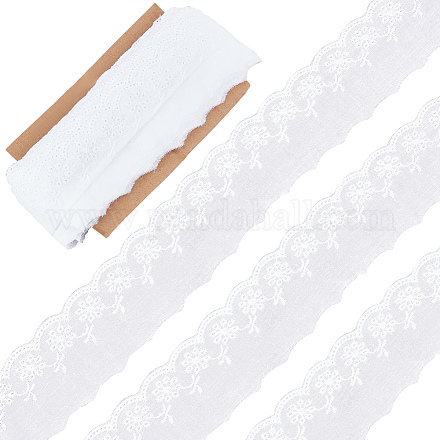 GORGECRAFT 15 Yards Scalloped Lace Trim White Cotton Lace Trim Fabric Eyelet Scalloped Edge 60mm Wide Floral Embroidery Ribbon DIY Sewing Crafts for Dress Tablecloth Curtain Hair Band Embellishment SRIB-WH0011-052-1
