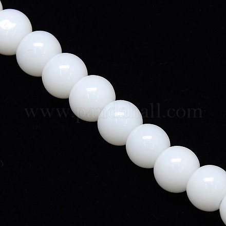 Opaque Solid Color Crystal Glass Round Beads Strands GLAA-F037-6mm-F04-1