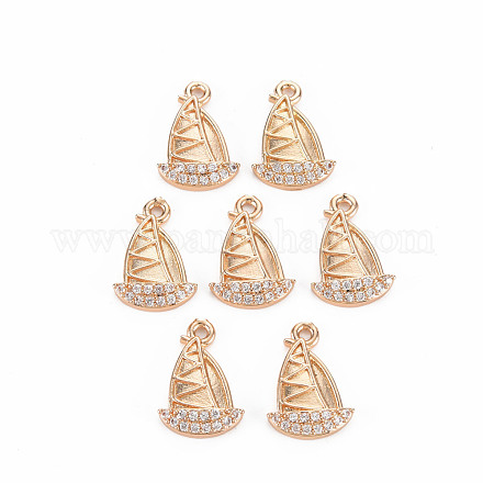 Rack Plating Brass Micro Pave Clear Cubic Zirconia Charms KK-T060-58-RS-1