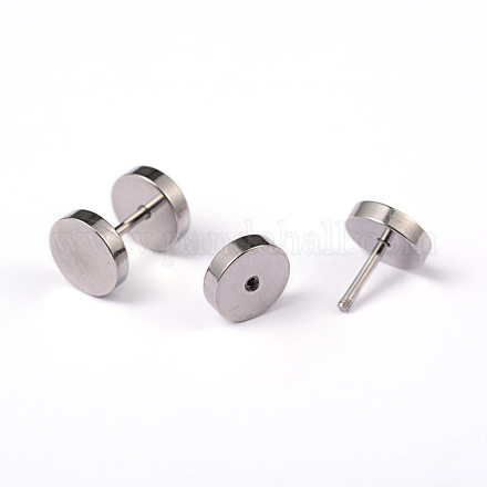Flat Round 304 Stainless Steel Barbell Cartilage Earrings EJEW-L164-05P-1