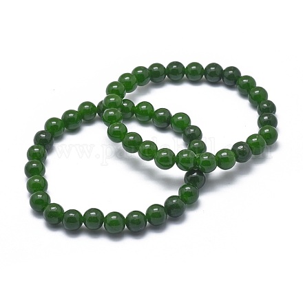 Natürliche taiwan jade bead stretch armbänder BJEW-K212-A-019-1