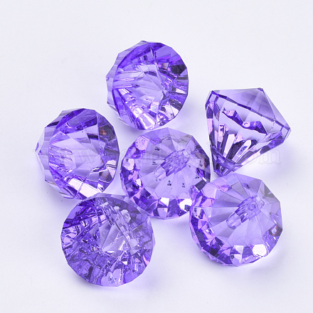 透明なアクリルパーツ  多面カット  ダイヤモンド  青紫色  36x31mm  穴：2.6mm  約34個/500g TACR-Q260-E-V50-1